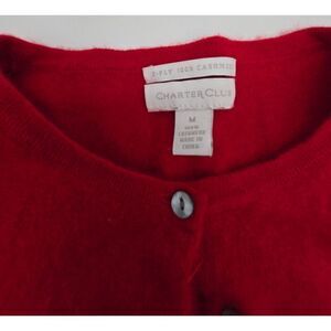 Red & Black Charter Club Cashmere Cardigan Sweater With Lace Design Size M